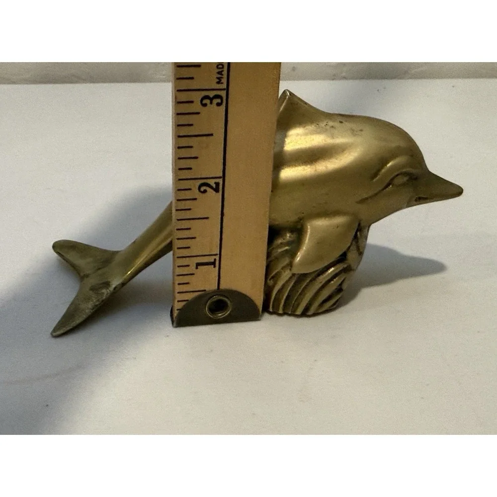 Vintage Solid Brass Dolphin figurine 5